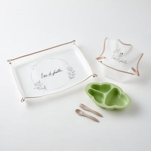 Lien de famille もぐもぐ5点セット ベビー食器＆カトラリー EVA樹脂 お食事エプロン＆マット bien mangeシリーズ ベビーギフト 出産祝い