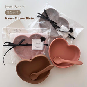 kawaii&born ハート型 シリコンプレート [003]  離乳食 食器  吸盤タイプ くっつくお皿 2024
