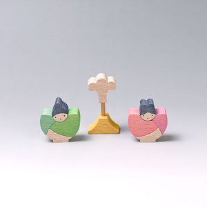 小黒三郎 組み木のひな人形 KH273 蕾びなとぼんぼり（小）