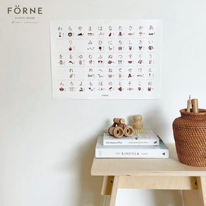 FÖRNE あいうえおポスター B3サイズ ホワイト ひらがな インテリアになじむデザイン お風呂の壁に貼れる FORNE