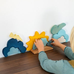 GRIMM'S お天気のつみき Building Set Weather 木のおもちゃ 木製 積み木 SH10678 グリムス