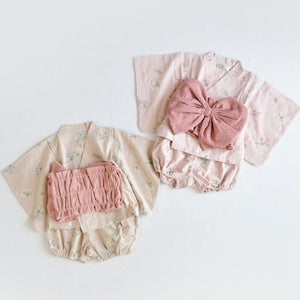 coto cotte ふわリボン 2P ゆかた 花刺繍 100cm 110cm 722-664044