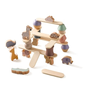 どうぶつ積み木タワー 木製おもちゃ Animal Cartoon Toys