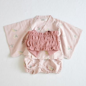 coto cotte ふわリボン 2P ゆかた 花刺繍 100cm 110cm 722-664044