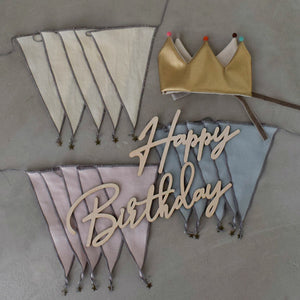 MOONTIC ファブリックガーランド ピンク ナチュラル ホワイト ブルー 全長2.8m HAPPY BIRTHDAY お誕生日ガーランド バースデー