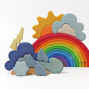 GRIMM'S お天気のつみき Building Set Weather 木のおもちゃ 木製 積み木 SH10678 グリムス