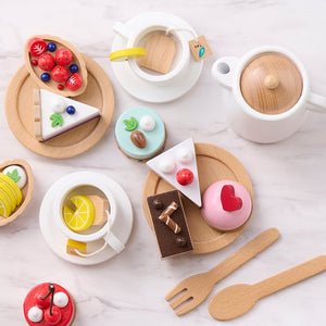 Sweet little chef 木製 おままごと ホワイトｘウッド ティーセット