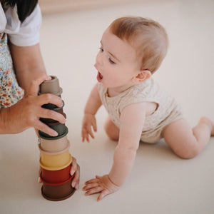 Mushie Stacking Cups Toy スタッキングカップ Retro レトロ ブラウン系カラー ムシエ