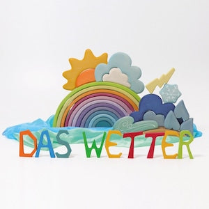 GRIMM'S お天気のつみき Building Set Weather 木のおもちゃ 木製 積み木 SH10678 グリムス