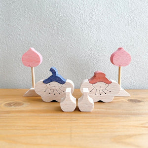 小黒三郎 組み木のひな人形 KH216 桃の花びな（小）