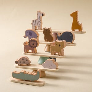 どうぶつ積み木タワー 木製おもちゃ Animal Cartoon Toys