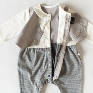 mocmof 重ね着風フォーマルロンパース 70cm 80cm 男の子 フォーマル ベビー服 622-671039 モクモフ