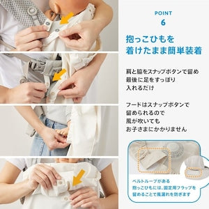 BabyHopper 空調付き ベビーケープ 保冷ジェル付き ファン付 扇風機付 抱っこ紐ケープ CKBH0153080