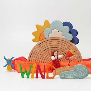 GRIMM'S お天気のつみき Building Set Weather 木のおもちゃ 木製 積み木 SH10678 グリムス