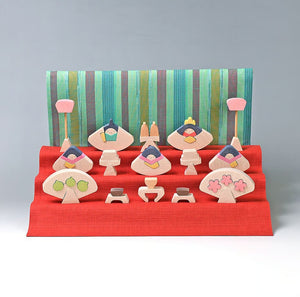 小黒三郎 組み木のひな人形 KH222　円びな三段飾り・小（普通垂幕） ひなまつり 雛人形 木製