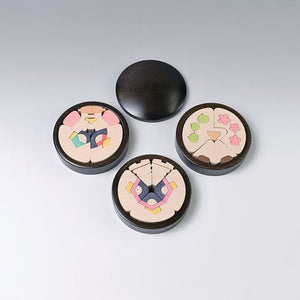 小黒三郎 組み木のひな人形 KH222　円びな三段飾り・小（普通垂幕） ひなまつり 雛人形 木製