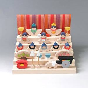 小黒三郎 組み木のひな人形 KH415 銀杏円びな五段飾り（普通垂幕） ひなまつり 雛人形 木製