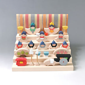 小黒三郎 組み木のひな人形 KH415 銀杏円びな五段飾り（普通垂幕） ひなまつり 雛人形 木製