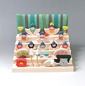 小黒三郎 組み木のひな人形 KH415 銀杏円びな五段飾り（普通垂幕） ひなまつり 雛人形 木製