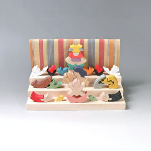 小黒三郎 組み木 五月人形 KK240 里山円武者三段飾り 普通垂幕 木製 つみき こどもの日 男の子の節句 遊プラン