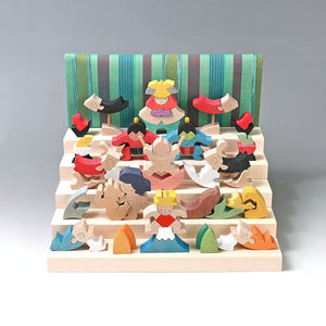 小黒三郎 組み木 五月人形 KK246 里山円武者五段飾り 普通垂幕 木製 つみき こどもの日 男の子の節句 遊プラン