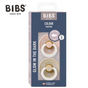 BIBS ビブス おしゃぶり 蓄光 2個セット Blush GLOW / Vanilla GLOW サイズ1 (0-6ヶ月) / サイズ2 (6-18ヶ月)