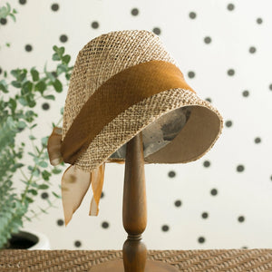 kubomi 麦わら帽子 キッズサイズ キャメル 48cm 52cm  ハンドメイド クボミ