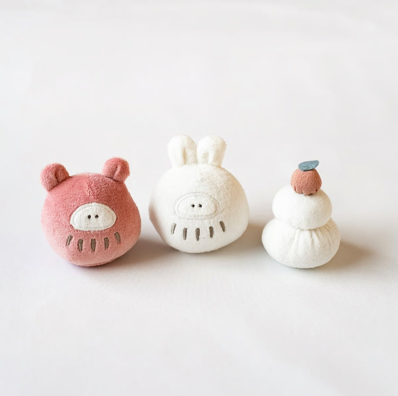 mocmof 季節のミニボール 3P セット お正月 節分 622-556008 布製おもちゃ がらがら モクモフ