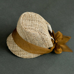 kubomi 麦わら帽子 キッズサイズ キャメル 48cm 52cm  ハンドメイド クボミ