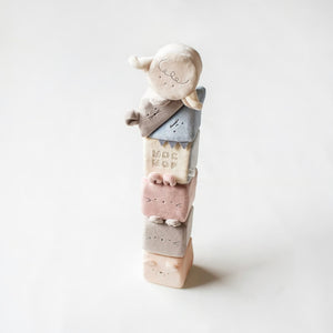 mocmof やわらか 動物 ブロック 布製つみき ブルー系 ピンク系 622-476165 モクモフ