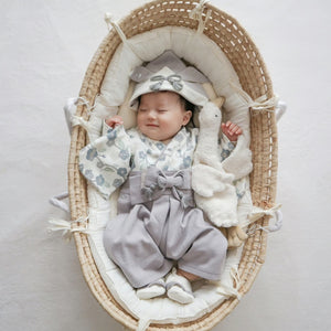 mocmof ベビー 袴 ロンパース うめ柄 622-556000 レッド グレー 70cm 80cm 90cm 着物 節句 お祝い お正月 モクモフ