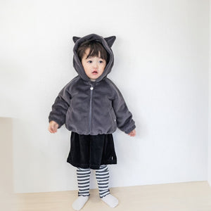 coto cotte ネコ耳フード付きファージャケット 722-476031 ホワイト ピンク グレー キッズ服 110cm 120cm 130cm アウター コトコト