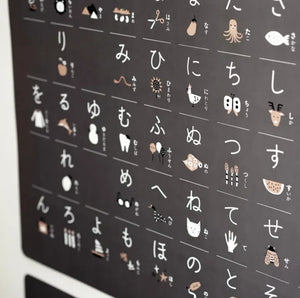 FÖRNE あいうえおポスター B3サイズ チャコールグレー インテリアになじむデザイン お風呂の壁に貼れる