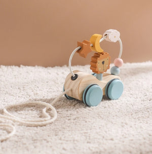 木製 らいおんさんのビーズコースター プルトイ