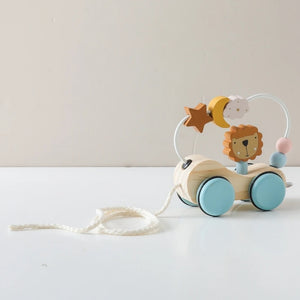 木製 らいおんさんのビーズコースター プルトイ