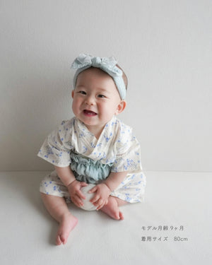 mocmof 帯付き浴衣 ロンパース 花柄 ゆかた 甚平 ベビー浴衣 70cm 80cm 90cm 622-566140 モクモフ