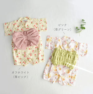 coto cotte 帯つき 甚平ロンパース 小花柄 ベビー 浴衣 夏祭り 722-566056 コトコト