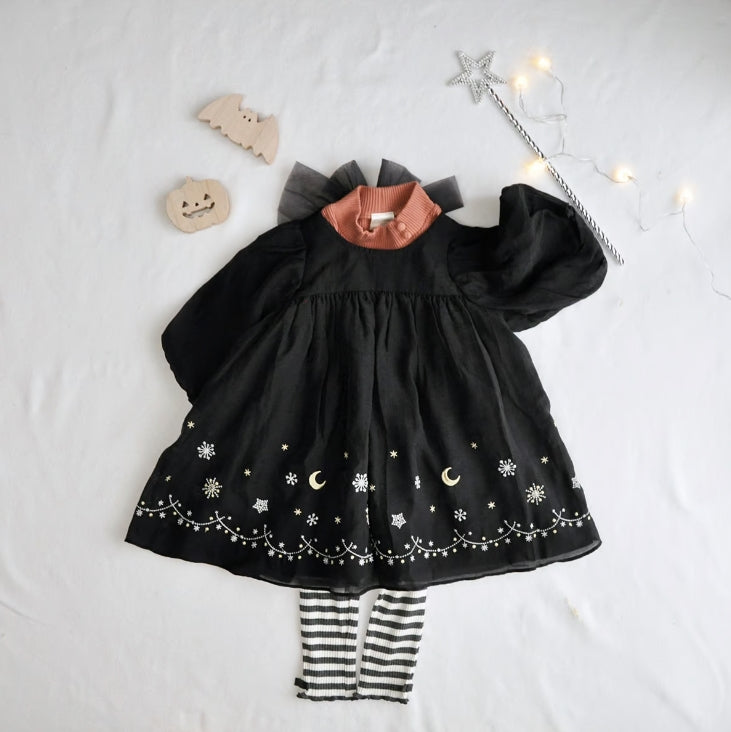 coto cotte 裾刺繍シアーパフワンピ 女の子 ワンピース チュール ハロウィン パーティー722-471056 コトコト