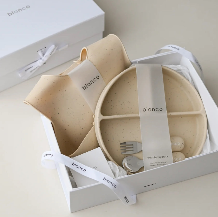 blanco perfect meal set ギフトセット blancoボックス付 出産祝い ベビー食器とお食事エプロン カトラリー TSUBUTSUBU MEAL SET ブランコ