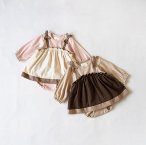 mocmof スイーツカラー ロンパース ピンク ブラウン 70cm 80cm 622-576216 モクモフ