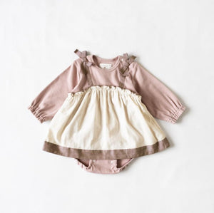 mocmof スイーツカラー ロンパース ピンク ブラウン 70cm 80cm 622-576216 モクモフ