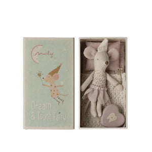 Maileg メイレグ | トゥースフェアリーセット ネズミ 乳歯ケース&お布団付き ブルー/ピンク ぬいぐるみ お人形 乳歯入れ