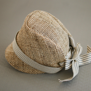 kubomi 麦わら帽子 ストライプリボン キッズサイズ  48cm 52cm くぼみ