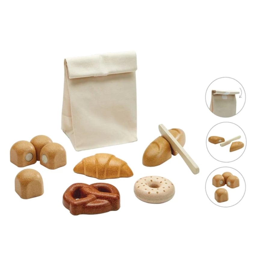 PLAN TOYS BREAD SET パンセット 3628 おままごと ブレッド 木製 パン屋さんごっこ プラントイ