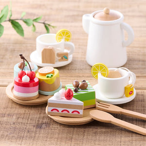 Sweet little chef 木製 おままごと ホワイトｘウッド ティーセット