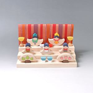 小黒三郎 組み木のひな人形 KH410 銀杏円びな三段飾り（普通垂幕） ひなまつり 雛人形 木製