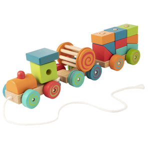 Egmont Toys 木製 汽車のブロックつみき プルトイ 引っ張るおもちゃ エグモントトイズ