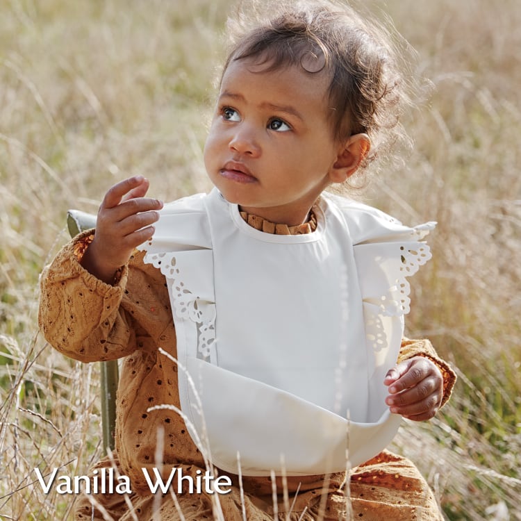 Elodie Baby Bibs エロディ お食事エプロン Vanilla White フリル ホワイト