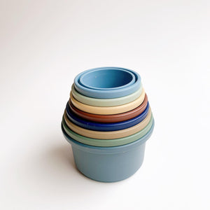 Mushie Stacking Cups Toy スタッキングカップ Forest ブルー系カラー ムシエ