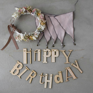MOONTIC HAPPY BIRTHDAY ガーランド【ヴィンテージレター 加工ウッドバナー】 お誕生日 バースデー ムーンティック